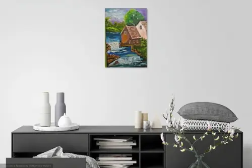 Quadro Decorativo Paisagem Rio Cascatinha Presente de Natal