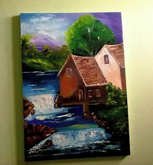 Quadro Decorativo Paisagem Rio Cascatinha Presente de Natal