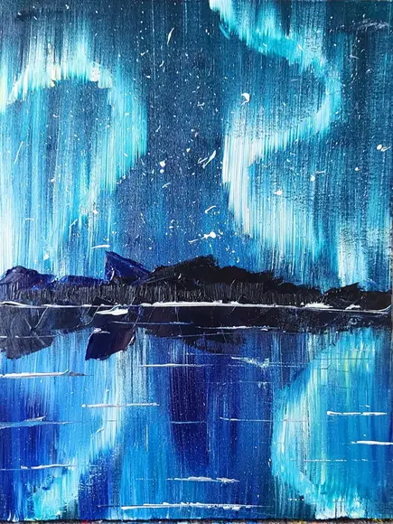 Quadro Decorativo para Quarto e Sala Aurora Boreal Abstrato