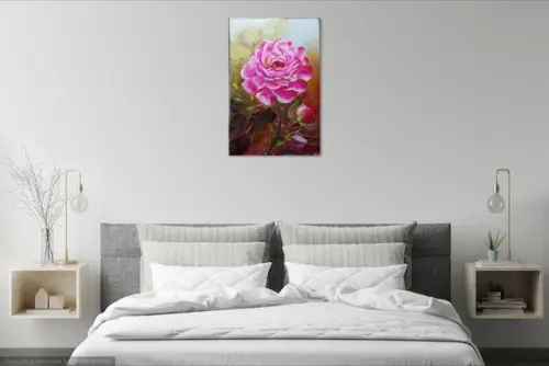 Quadro Decorativo para Sala e Quarto Pintura em Tela Rosa