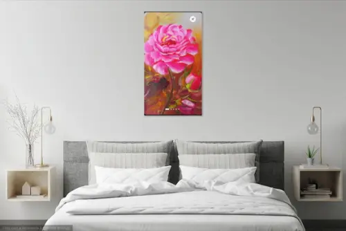 Quadro Decorativo para Sala e Quarto Pintura em Tela Rosa