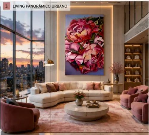 Quadro Decorativo para Sala Floral Peonia Presente de Natal