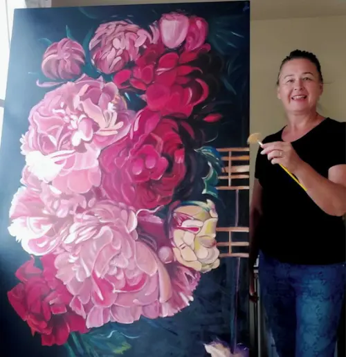 Quadro Decorativo para Sala Floral Peonias Presente de Natal