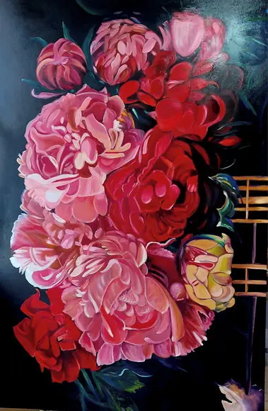 Quadro Decorativo para Sala Floral Peonias Presente de Natal