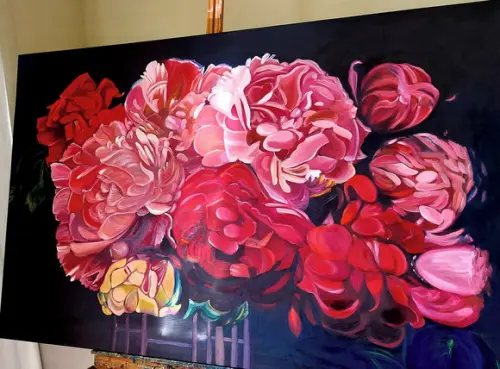 Quadro Decorativo para Sala Floral Peonias Presente de Natal