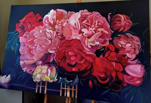 Quadro Decorativo para Sala Floral Peonias Presente de Natal