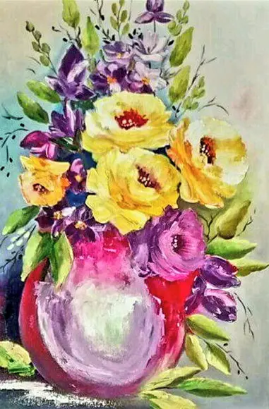 Quadro Decorativo para Sala Pintura em Tela Rosas Coloridas