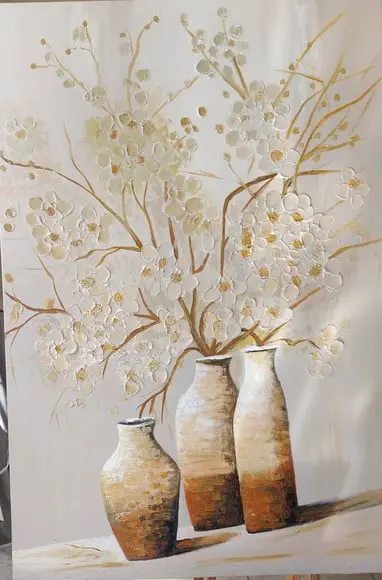 Quadro Decorativo para Sala Pintura Tela Flores Delicadas