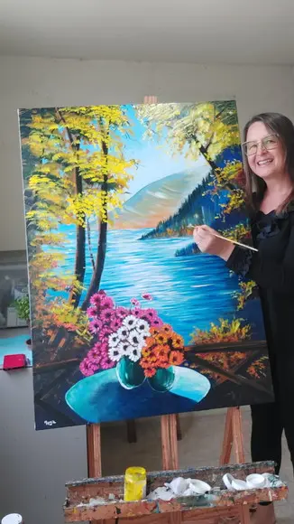 Quadro Decorativo para Sala Pintura Tela Paisagem Varanda
