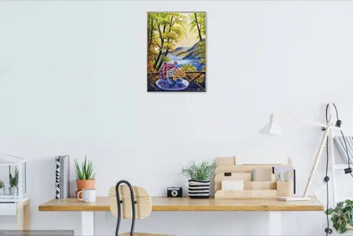 Quadro Decorativo para Sala Pintura Tela Paisagem Varanda