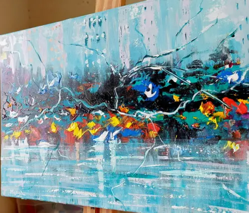 Quadro Decorativo Pintura em Tela Abstrato Moderno
