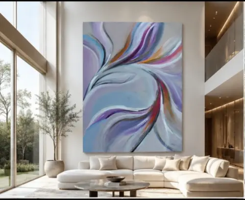 Quadro Decorativo Pintura em Tela Abstrato Moderno Botânico
