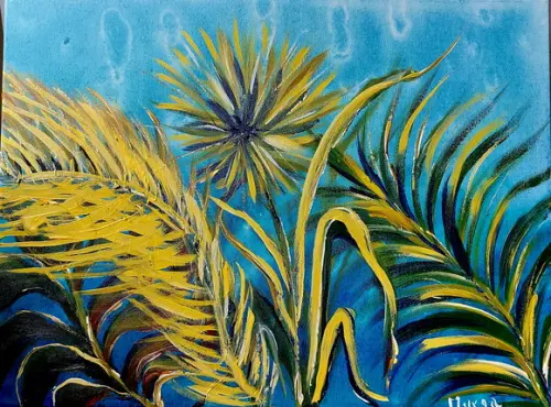 Quadro Decorativo Pintura em Tela Abstrato Moderno Botânico