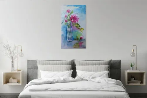Quadro Decorativo Pintura em Tela Abstrato Moderno Floral