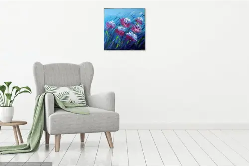 Quadro Decorativo Pintura em Tela Abstrato Moderno Floral