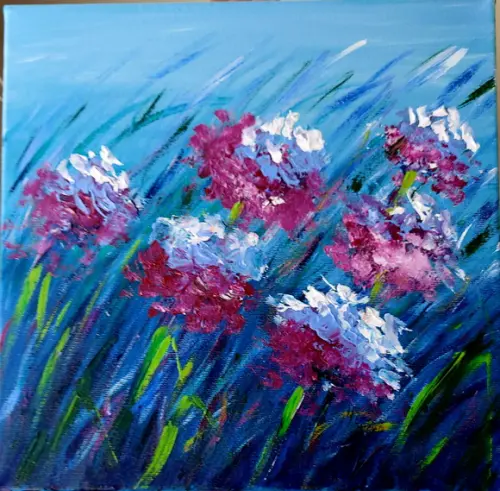 Quadro Decorativo Pintura em Tela Abstrato Moderno Floral