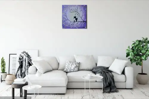 Quadro Decorativo Pintura em Tela Abstrato Moderno Gatinhos