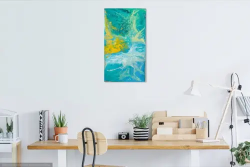 Quadro Decorativo Pintura em Tela Abstrato Moderno Pouring