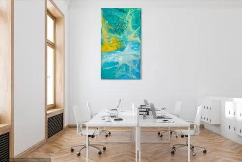Quadro Decorativo Pintura em Tela Abstrato Moderno Pouring