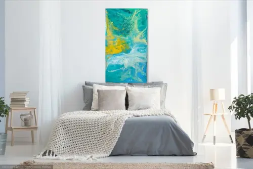 Quadro Decorativo Pintura em Tela Abstrato Moderno Pouring