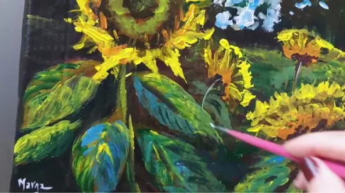 Quadro Decorativo Pintura em Tela Floral Campo de Girassóis