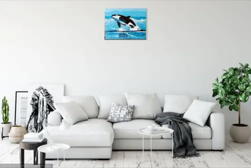 Quadro Decorativo Pintura em Tela Marina Baleia Fish