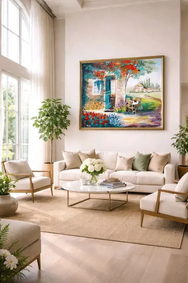 Quadro Decorativo Pintura em Tela Paisagem Mesa Posta