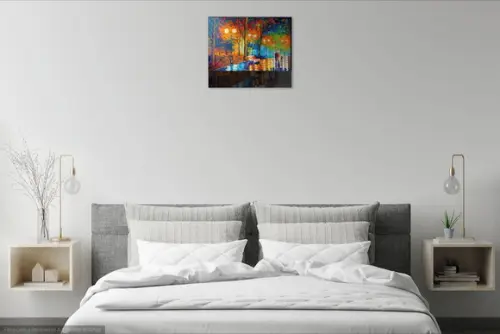 Quadro Decorativo Pintura em Tela Paisagem Urbana Familia