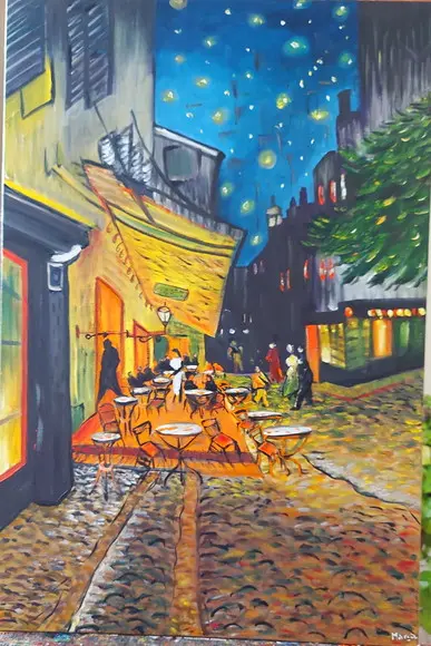 Quadro Decorativo Pintura em Tela Paisagem Urbana París Café