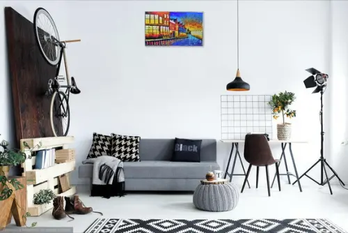 Quadro Decorativo Pintura Tela Paisagem Urbana Europa