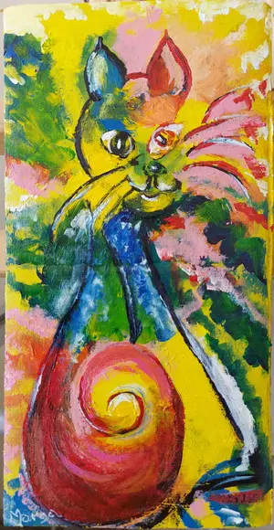 Quadro Decorativo Pinturatela Gato Colorido Abstrato Animais