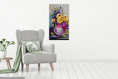 Quadro Decorativo Sala Rosas Coloridas Presente de Natal