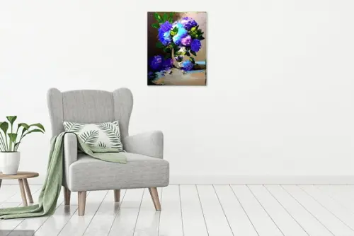 Quadro Floral Abstrato Moderno Hortênsias Presente de Natal