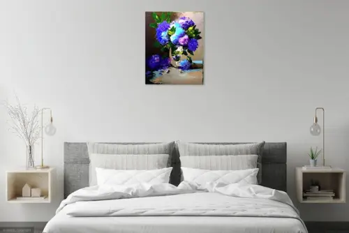 Quadro Floral Abstrato Moderno Hortênsias Presente de Natal
