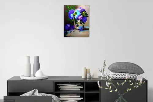 Quadro Floral Abstrato Moderno Hortênsias Presente de Natal