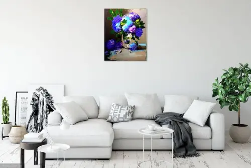 Quadro Floral Abstrato Moderno Hortênsias Presente de Natal