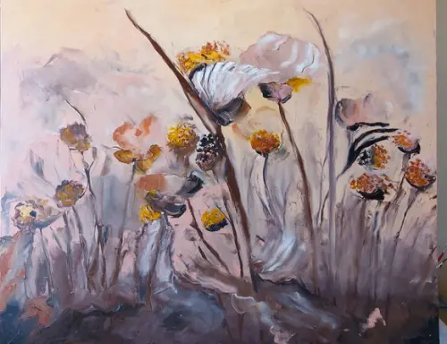 Quadro Floral Pintura Orgânica para Sala Presente de Natal