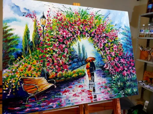 Quadro Grande para Sala e Quarto Arco de Flores Black Friday