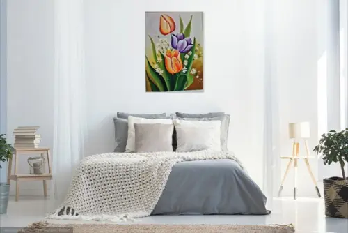 Quadro Grande para Sala e Quarto Tulipas Black Friday