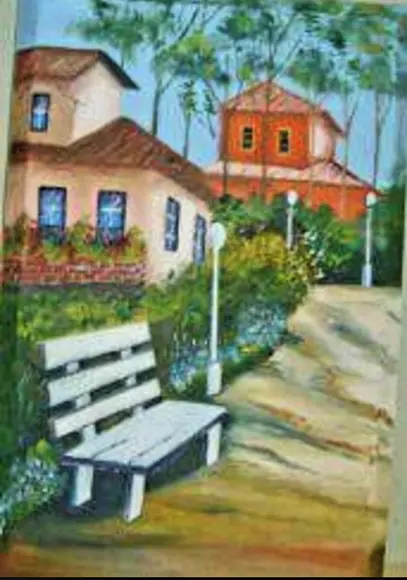 Quadro Grande para Sala Pintura Tela Paisagem Urbana Casario