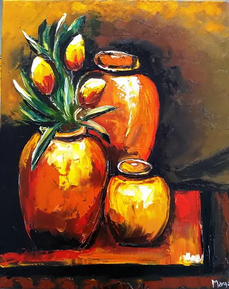 Quadro Grande para Sala Tulipas nos Vasos Presente de Natal