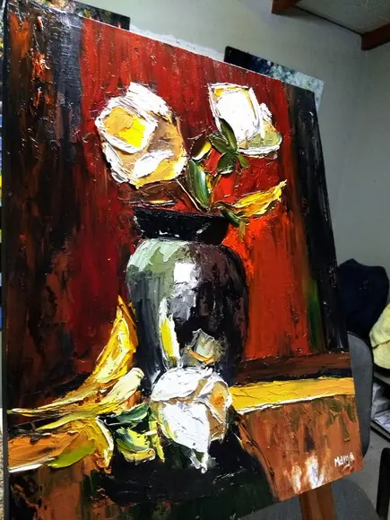 Quadro Grande Sala e Quarto Rosas Brancas Presente de Natal