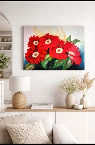 Quadro Grandes para Quarto e Sala Gérberas Vermelhas