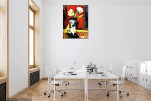 Quadro Grande Sala e Quarto Rosas Brancas Presente de Natal