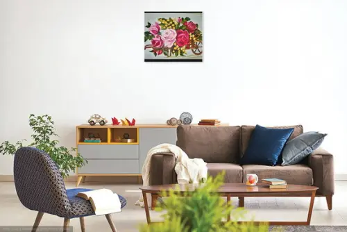 Quadro Grandes para Sala Carroça de Flores Presente de Natal