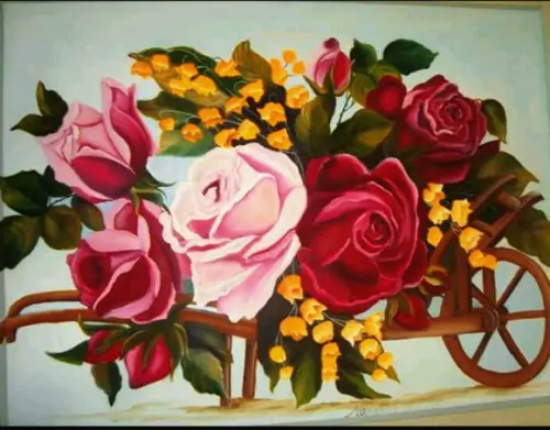 Quadro Grandes para Sala Carroça de Flores Presente de Natal