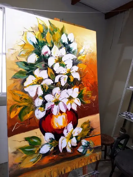 Quadro Grandes para Sala Pintura em Tela Lírio Black Friday