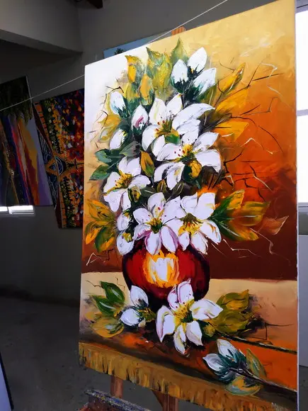 Quadro Grandes para Sala Pintura em Tela Lírio Black Friday