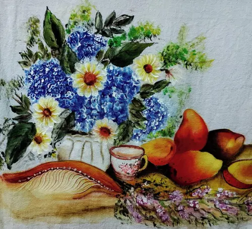 Quadro Natureza Morta Frutas Flores Manga Presente de Natal