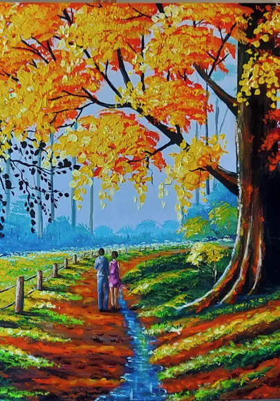 Quadro Paisagem Caminho da Felicidade Presente de Natal
